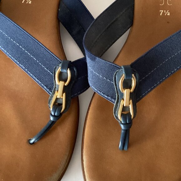 Italian Shoemakers Women's Flip Flops Sandals Size 7.5 Made in Italy Brown Blue - Picture 5 of 7